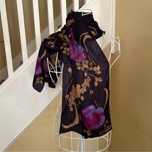 Jones New York Deep Purple Scarf with Purple Floral Print